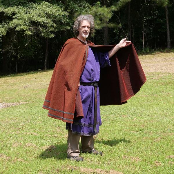 Dark Red Full Circle Cloak with Pockets and Trim - CLK-124 picture