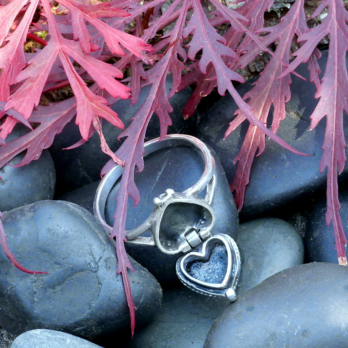 Silver Heart Poison Ring - RSS-506 picture