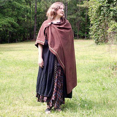 Dark Brown Viking Cloak with Trim - CLK-113 picture