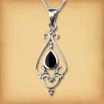 Silver Filigree Onyx Pendant - PSS-515
