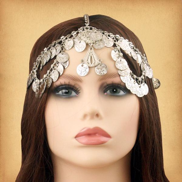 Silver Coin Fantasy Headpiece - TIK-142-S