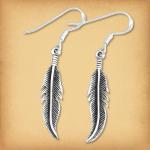 Silver Feather Dangle Earrings - ESS-9703