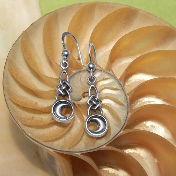 Silver Celtic Moon Earrings - ESS-206 picture