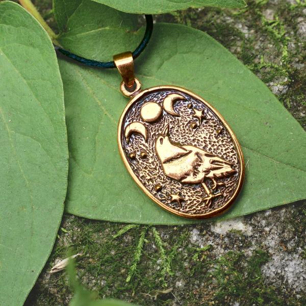 Raven Moon Bronze Pendant - PBZ-456 picture