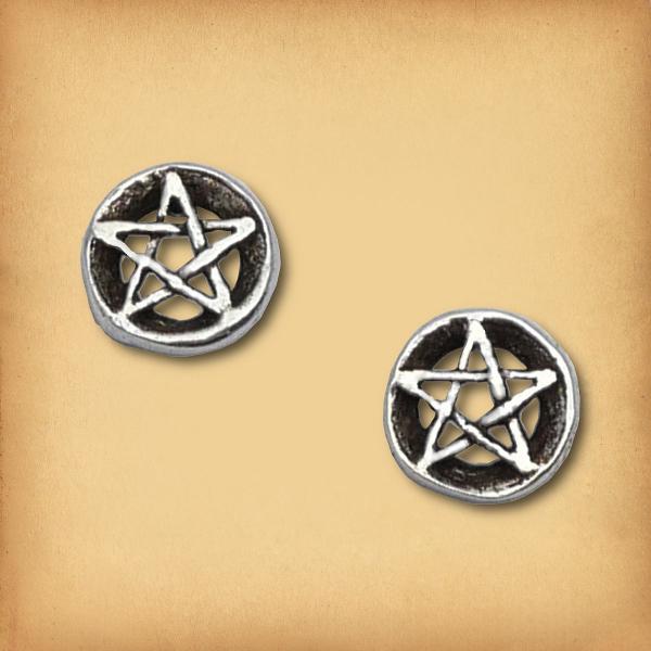 Silver Pentacle Post Earrings - ESS-015