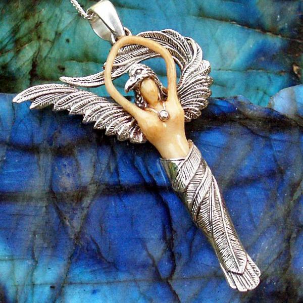 Small Silver Raven Goddess Pendant - PSS-G120S picture