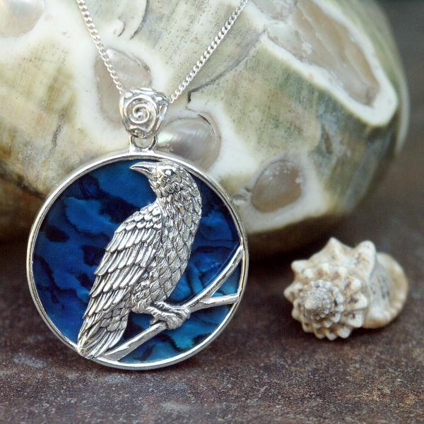 Silver Raven Pendant w/Shell - PSS-G220 picture