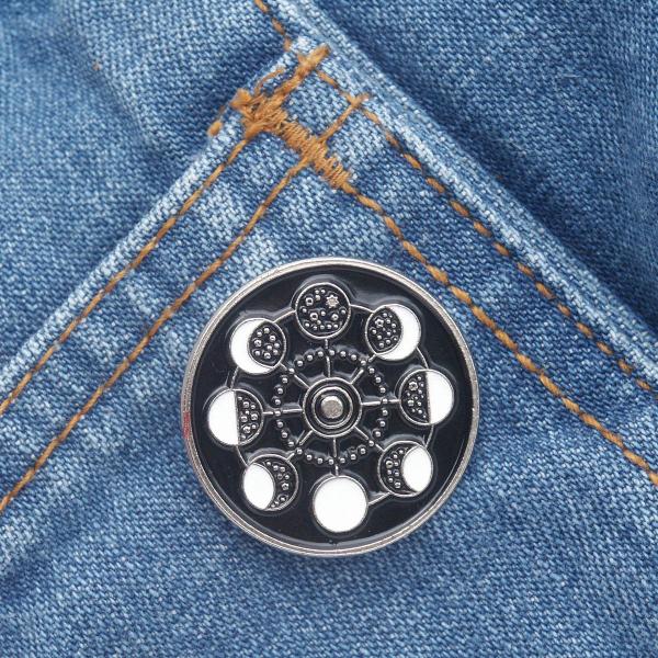 Moon Phase Wheel Enamel Pin - PIN-112 picture