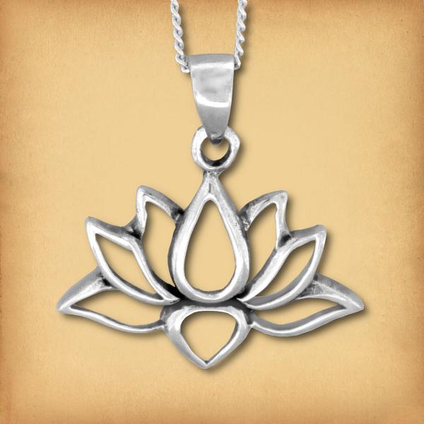 Silver Lotus Flower Pendant - PSS-9389 picture