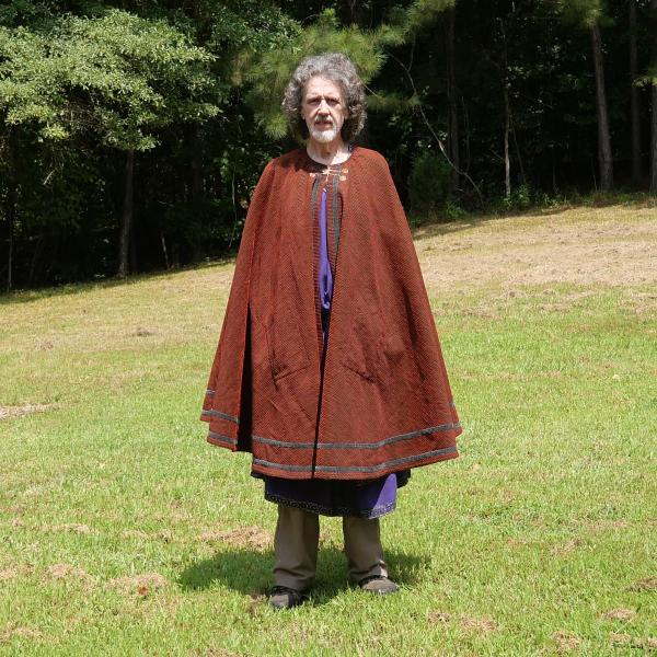Dark Red Full Circle Cloak with Pockets and Trim - CLK-124