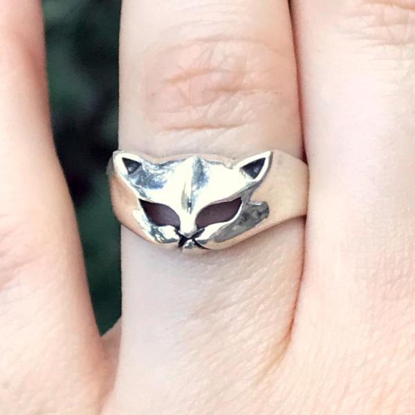 Silver Cat Face Ring - RSS-439 picture