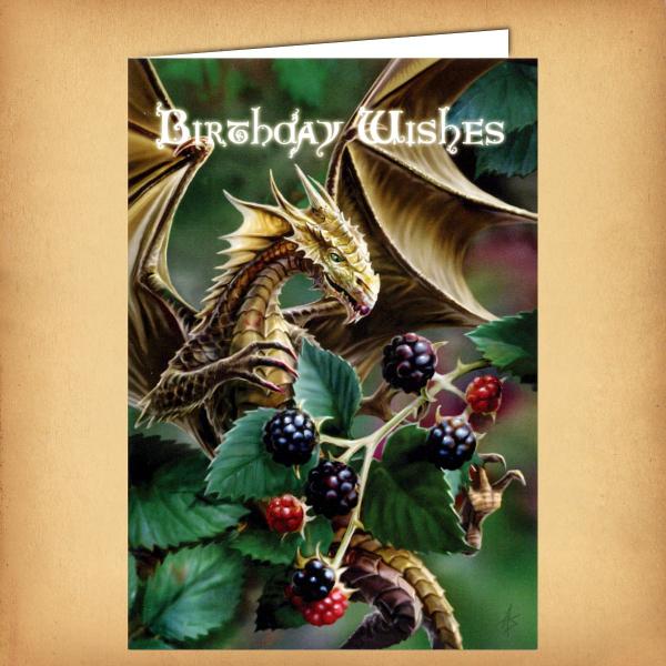 Blackberry Dragon Birthday Card - CRD-AN19 picture