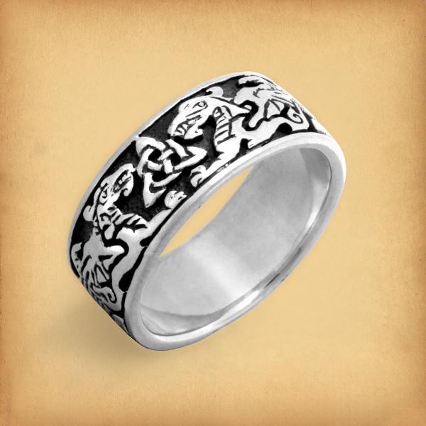 Silver Celtic Dragons Ring - RSS-601 picture