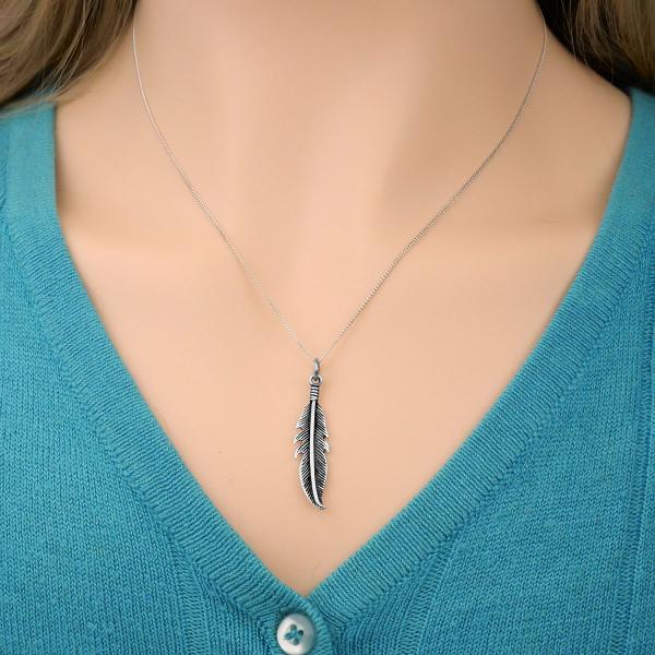 Silver Feather Pendant - PSS-9371 picture