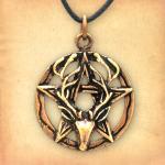 Bronze Stag Head Pentacle Pendant - PBZ-211