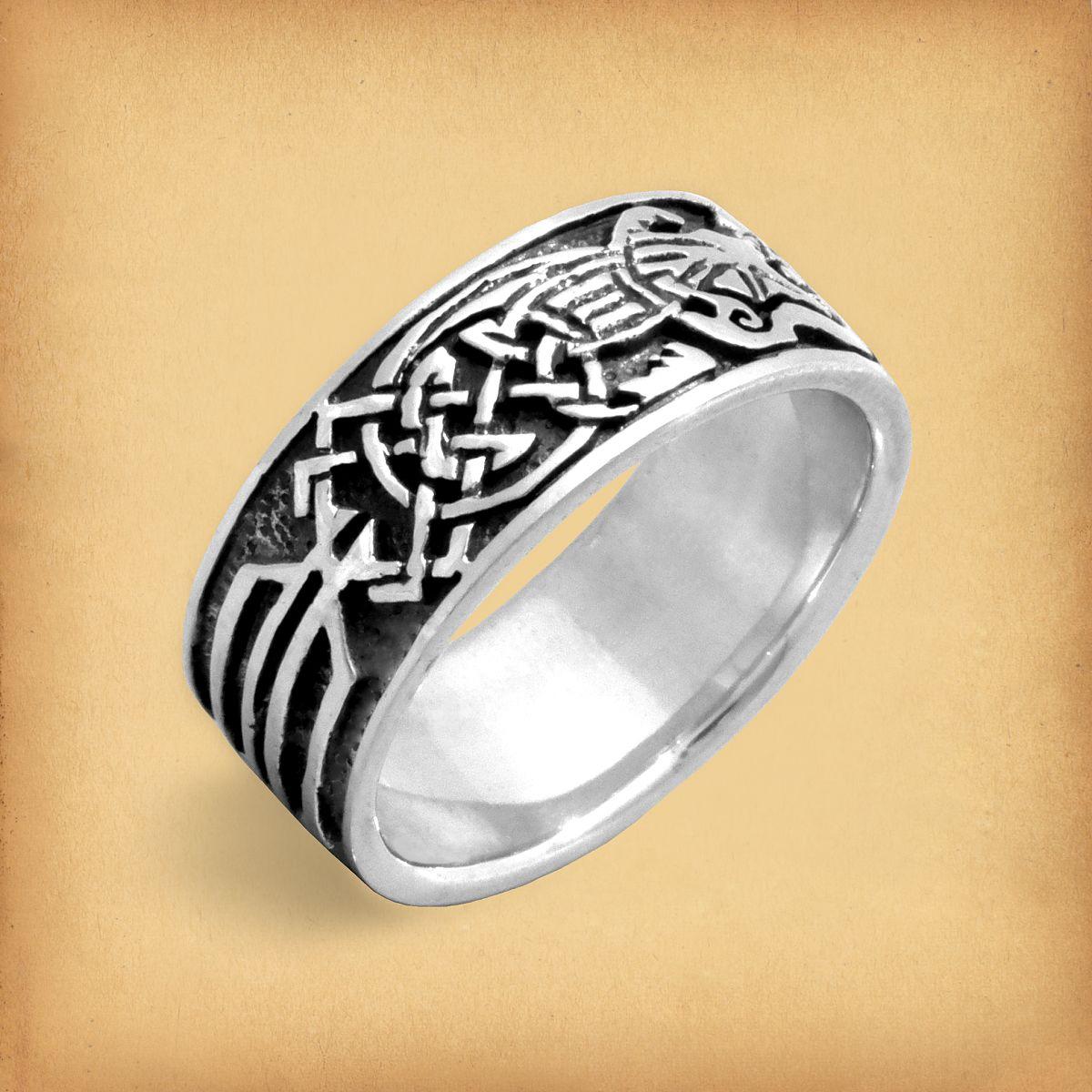 Silver Celtic Dragons Ring - RSS-601 picture