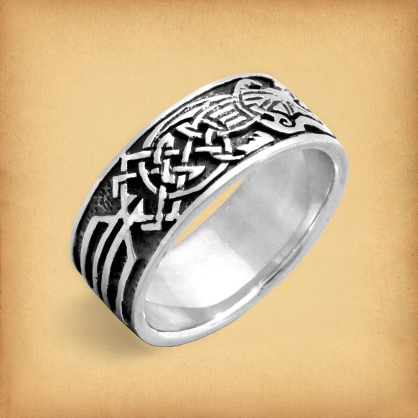 Silver Celtic Dragons Ring - RSS-601 picture