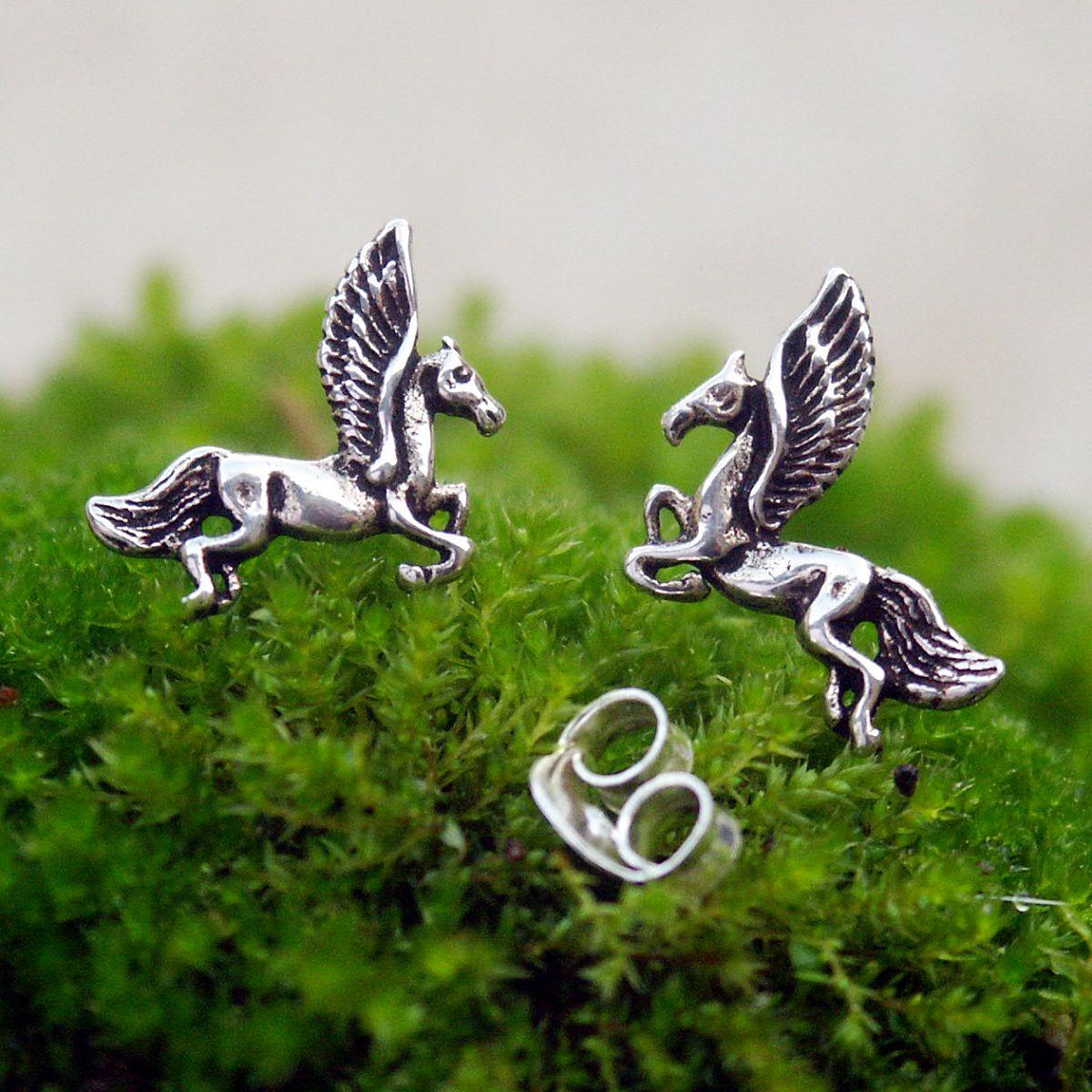 Silver Pegasus Post Earrings - ESS-160 picture