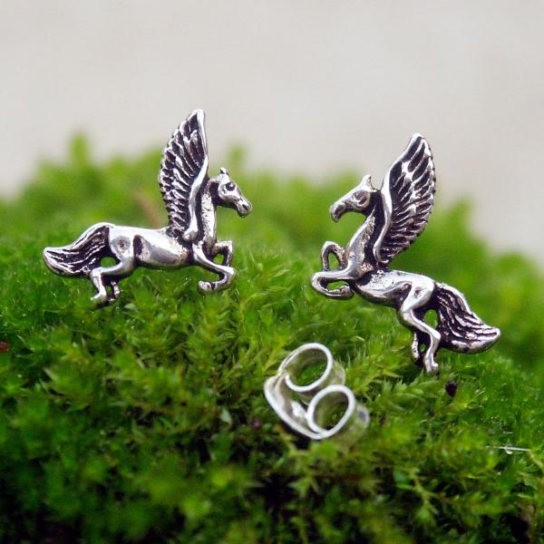 Silver Pegasus Post Earrings - ESS-160 picture