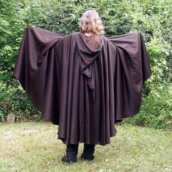 Black/Brown Full Circle Cloak with Pixie Hood - CLK-123 picture
