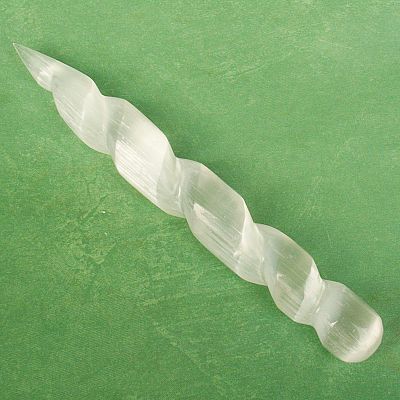 Carved Selenite "Unicorn Horn" Wand - WAND-UNI picture