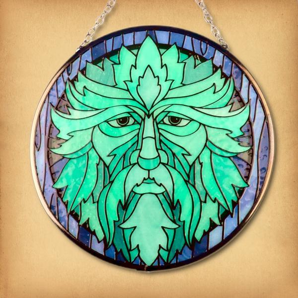 Green Man Glass Suncatcher - GLS-S03