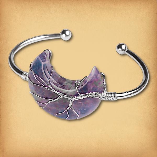 Wire-Wrapped Amethyst Moon Bracelet - BRC-100