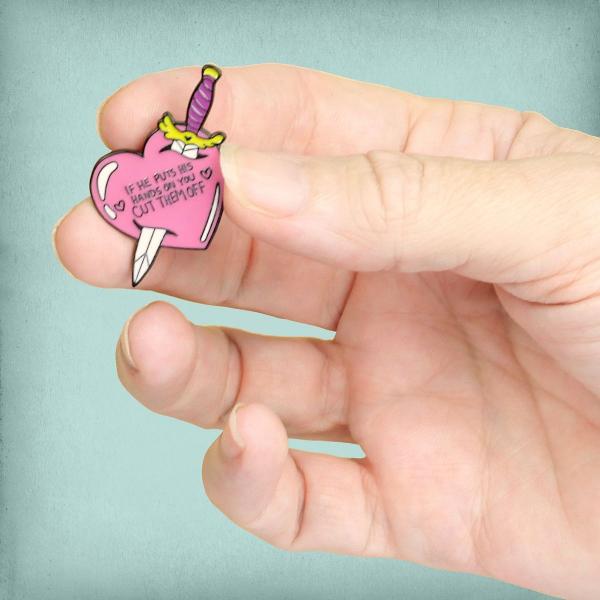 "Hands Off" Enamel Pin - PIN-138 picture