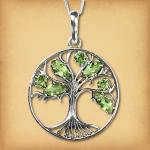 Silver Peridot Tree Pendant - PSS-553