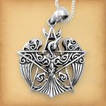 Silver Crescent Raven Pendant - PSS-153