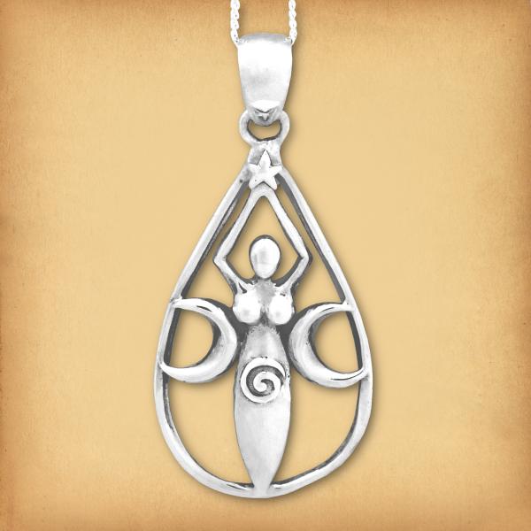 Silver Teardrop Goddess Pendant - PSS-G230