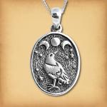 Silver Raven Moon Pendant - PSS-3044