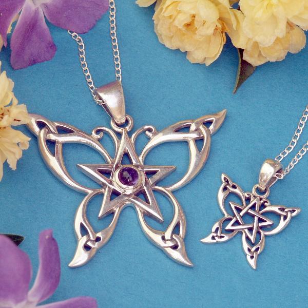 Silver Celtic Butterfly Pendant - PSS-337 picture