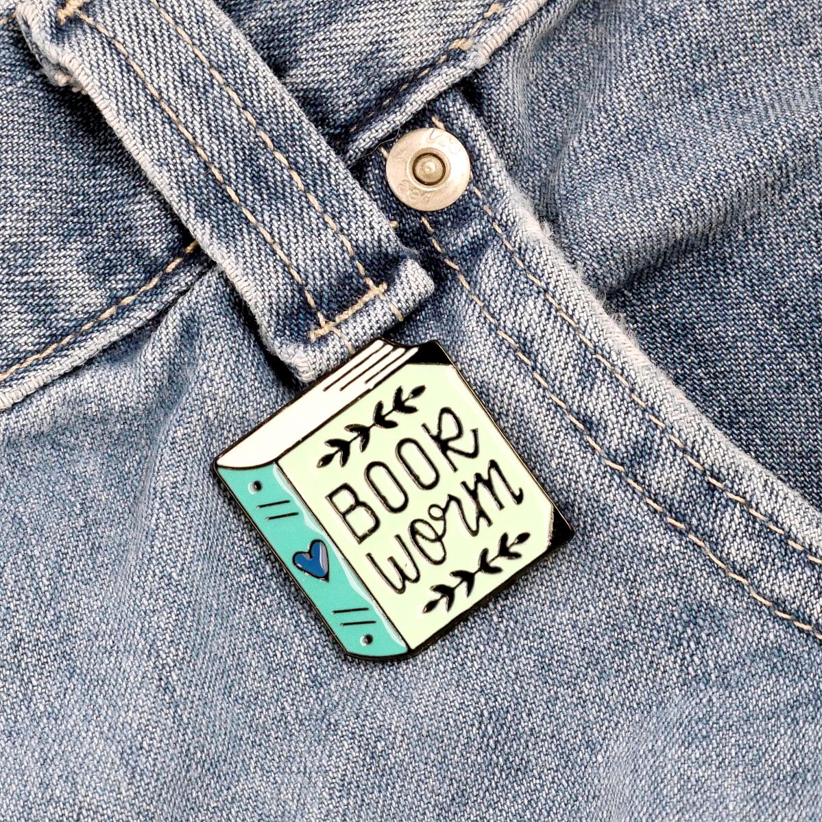 "Book Worm" Enamel Pin - PIN-068 picture