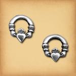 Silver Tiny Claddagh Earrings - ESS-507