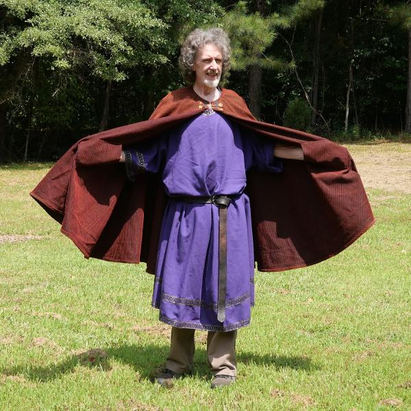Dark Red Full Circle Cloak with Pockets and Trim - CLK-124 picture