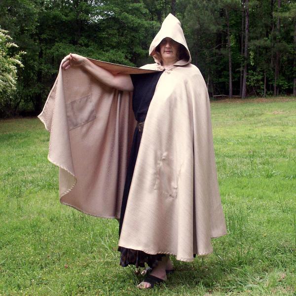 Pale Gold Full Circle Cloak with Hood and Pockets - CLK-095 picture