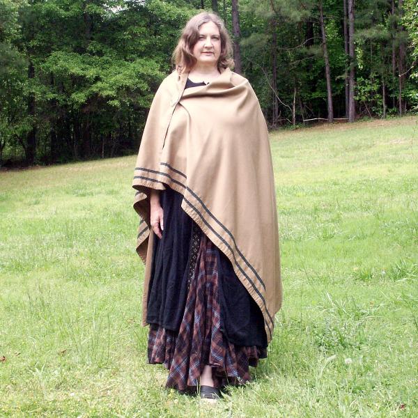 Tawny Gold Viking-Style Cloak with Trim - CLK-112
