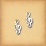 Silver Music Stud Earrings - ESS-9629