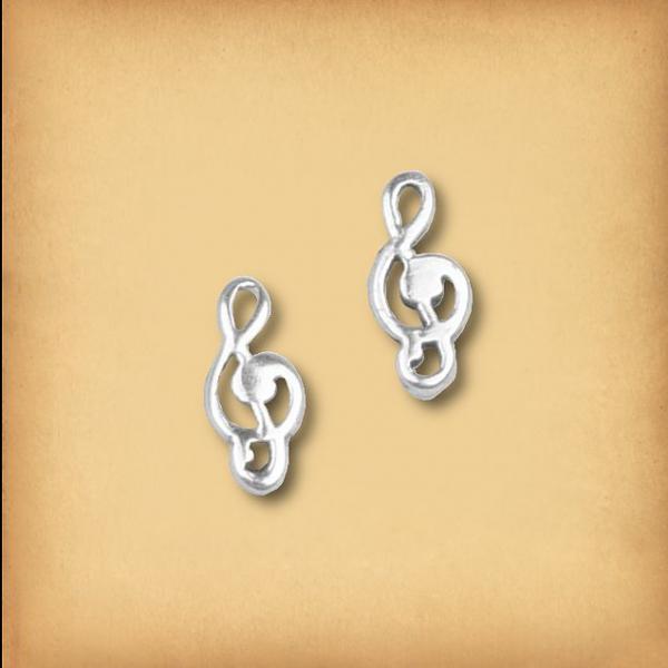 Silver Music Stud Earrings - ESS-9629 picture