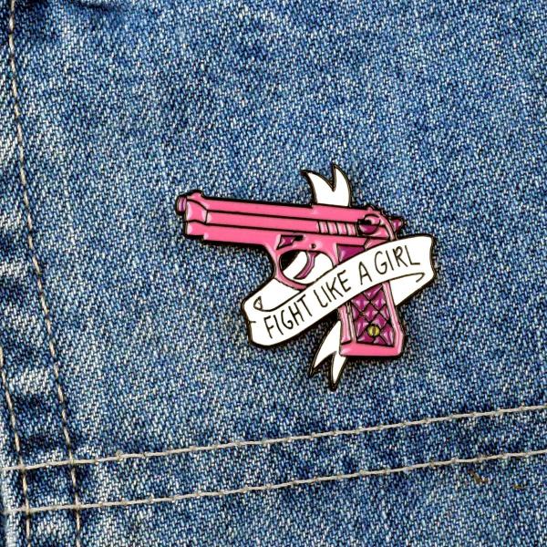 Pink Pistol Enamel Pin - PIN-136 picture