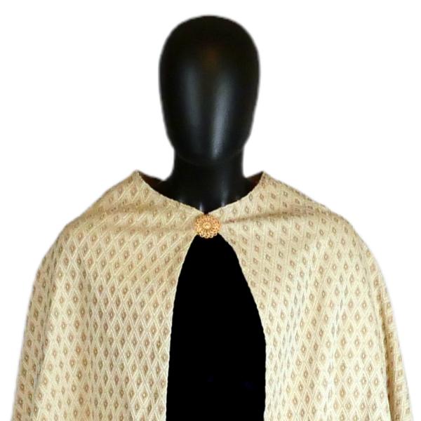 Cream Diamond Half Circle Cloak with Pockets - CLK-191