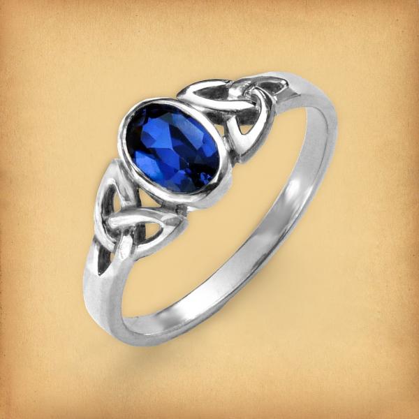 Silver Sapphire Celtic Ring - RSS-1420 picture