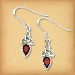 Silver Garnet Trinity Knot Earrings - ESS-256