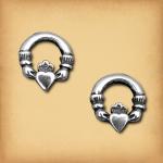 Silver Claddagh Stud Earrings - ESS-507