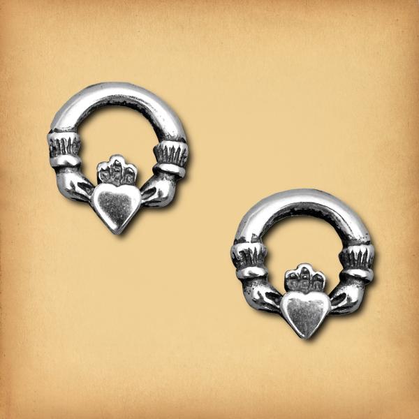 Silver Claddagh Stud Earrings - ESS-507