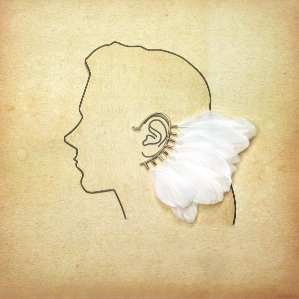 White Feather Wire Ear Cuff - FTH-E10