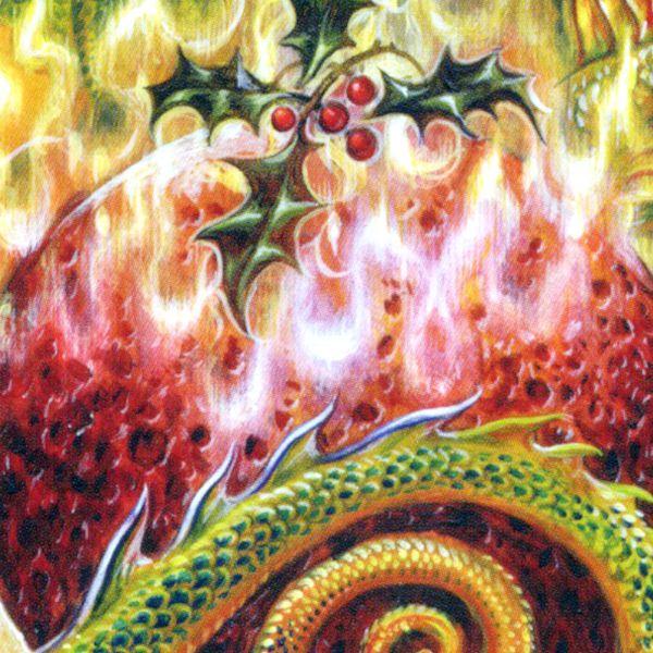 Flaming Dragon Pudding Yule Card - CRD-BY16 picture