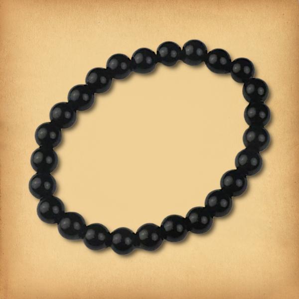Black Obsidian Bead Bracelet - BRC-205