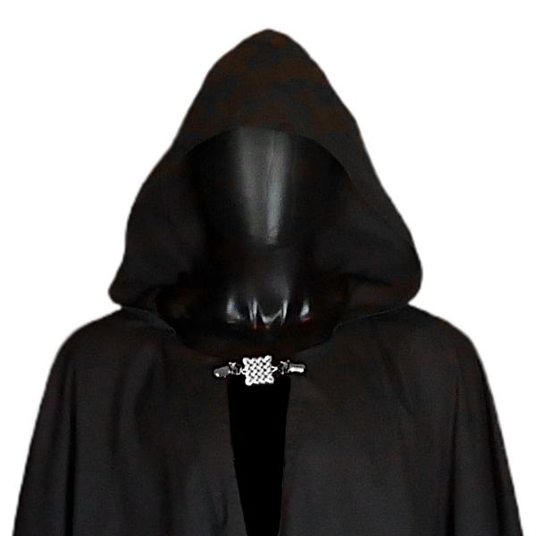 Black Twill Full Circle Cloak with Hood and Pockets - CLK-282